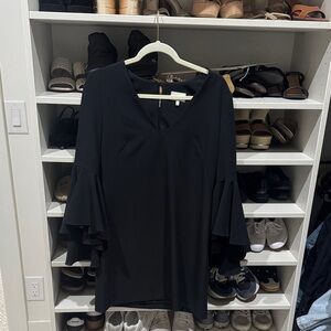 Milly Black Long Sleeve Dress with Flared Cuffs